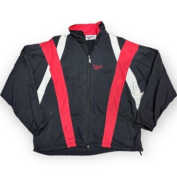 Reebok Vintage 90s Windbreaker Retro Track Jacket - Mens Large - Picture 3 of 5